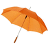 23" Lisa-sateenvarjo puukahvalla, automaattisesti avautuva, oranssi liikelahja logopainatuksella